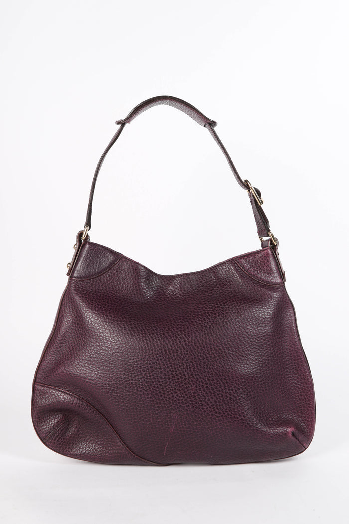 Vintage Gucci Purple Grained Leather Horsebit Shoulder Bag