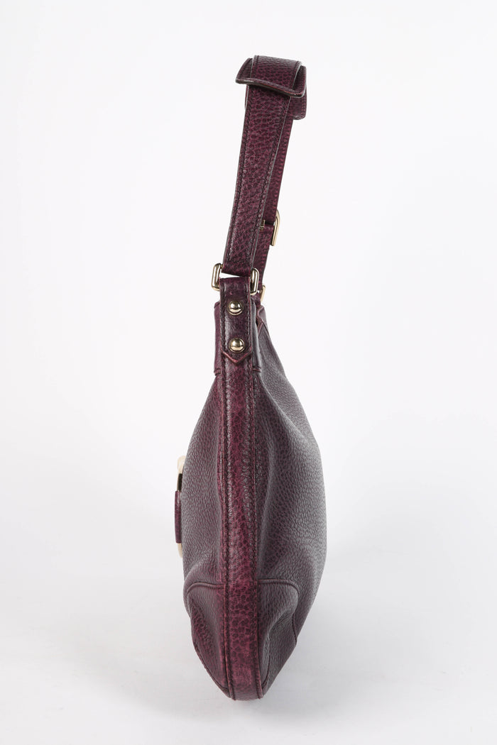 Vintage Gucci Purple Grained Leather Horsebit Shoulder Bag
