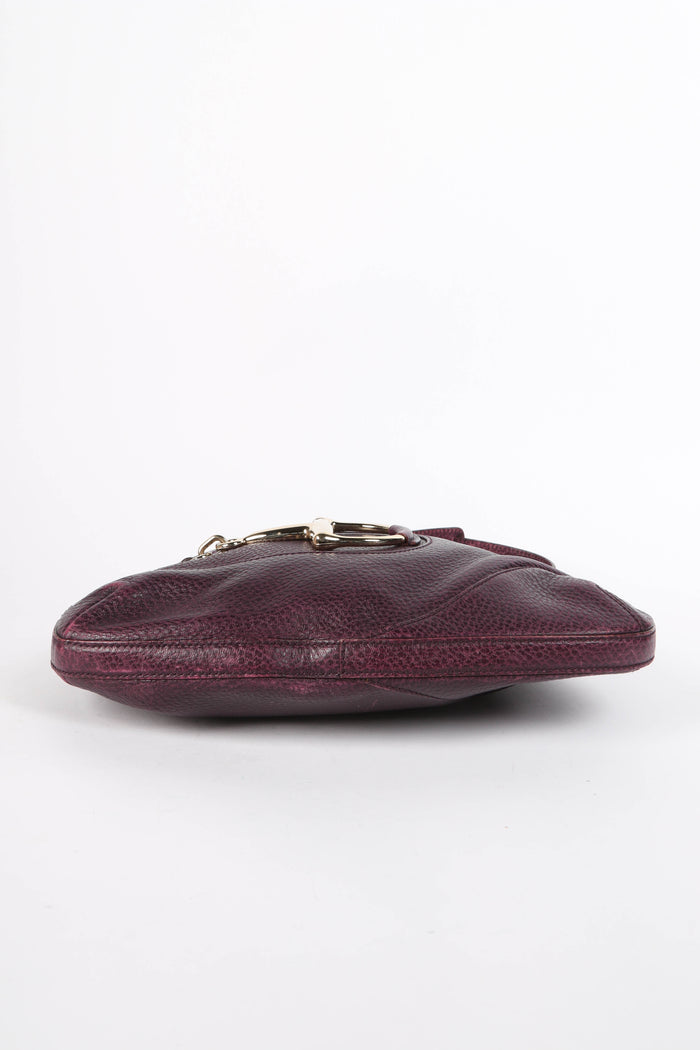 Vintage Gucci Purple Grained Leather Horsebit Shoulder Bag