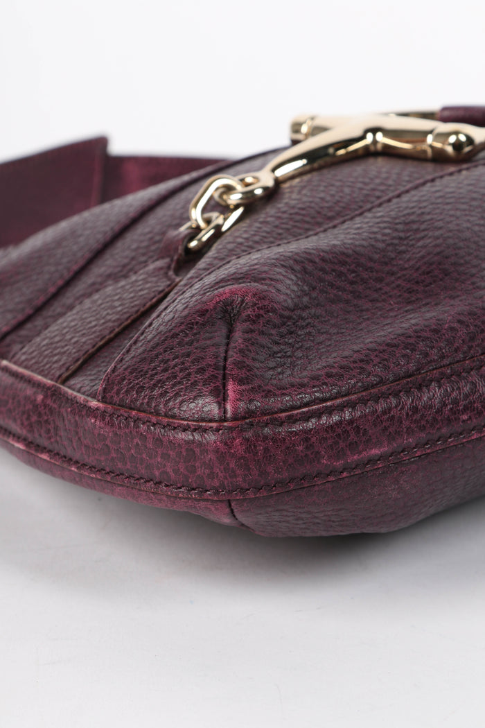Vintage Gucci Purple Grained Leather Horsebit Shoulder Bag