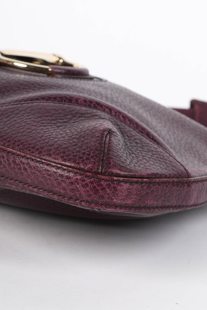 Vintage Gucci Purple Grained Leather Horsebit Shoulder Bag