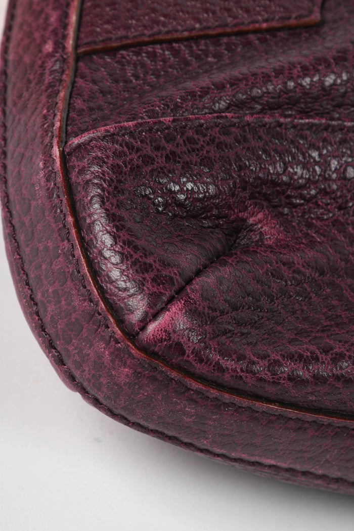 Vintage Gucci Purple Grained Leather Horsebit Shoulder Bag