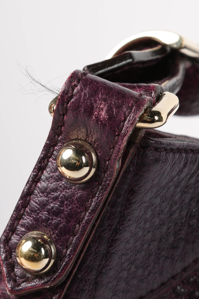 Vintage Gucci Purple Grained Leather Horsebit Shoulder Bag