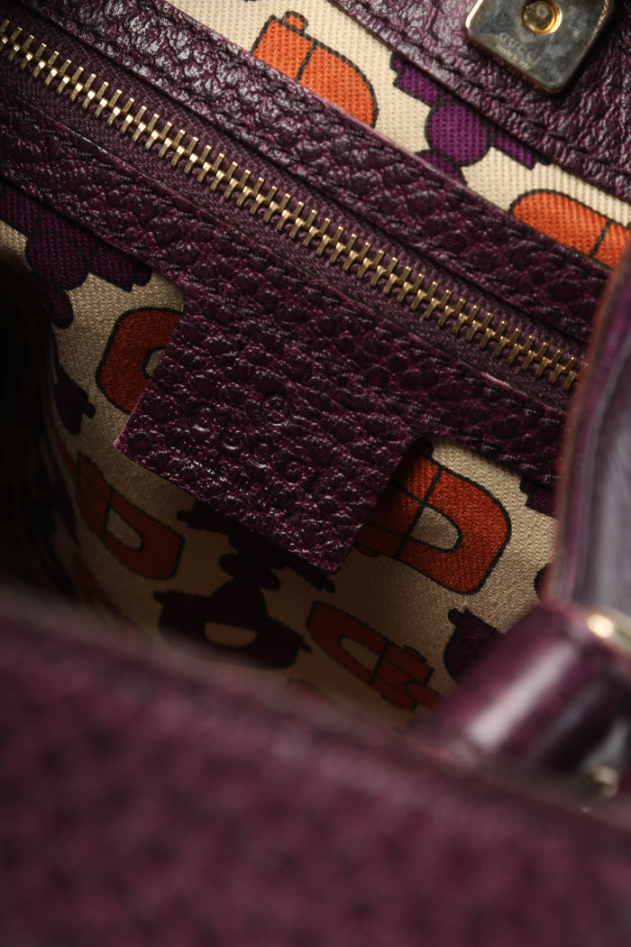 Vintage Gucci Purple Grained Leather Horsebit Shoulder Bag