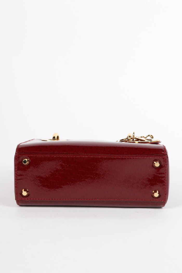 Vintage Christian Dior Burgundy Patent Leather Mini Lady Dior
