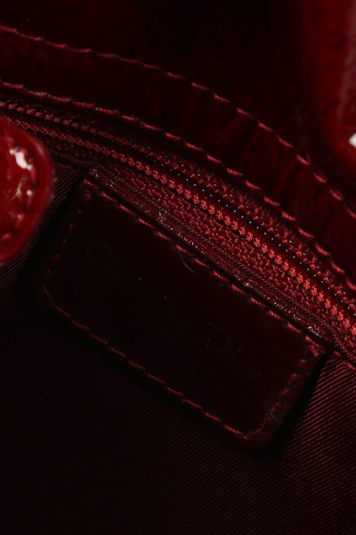 Vintage Christian Dior Burgundy Patent Leather Mini Lady Dior