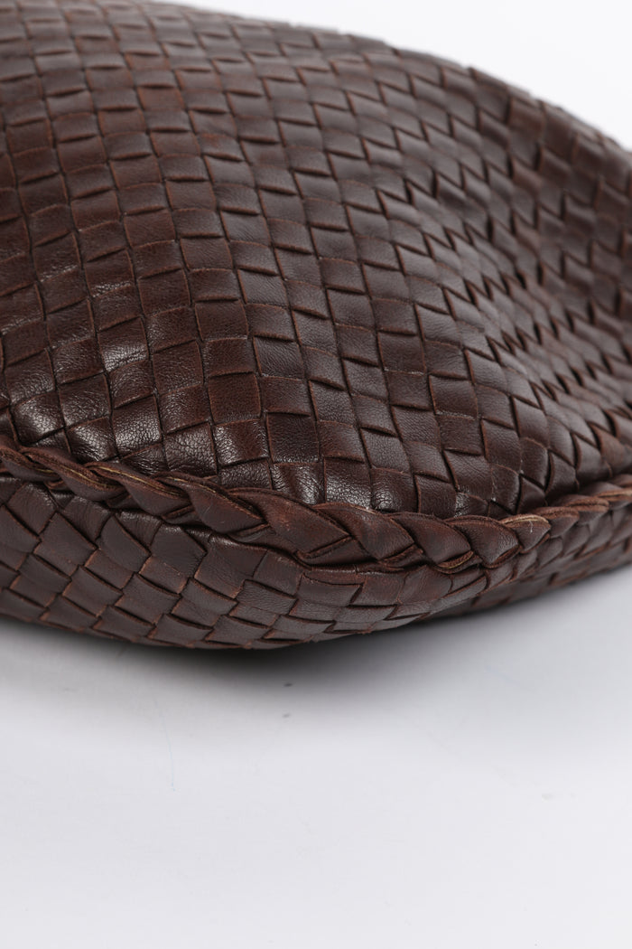 Vintage Bottega Veneta Brown Large Intrecciato Shoulder Bag