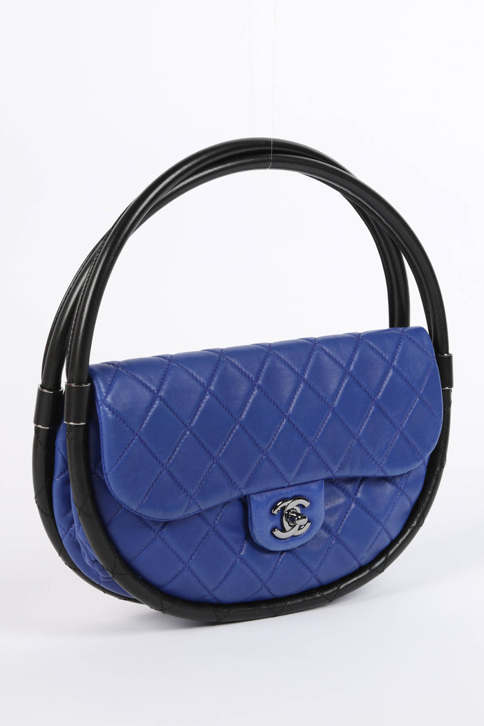 RARE 2010s Chanel Blue Lambskin Leather Hula Hoop Bag