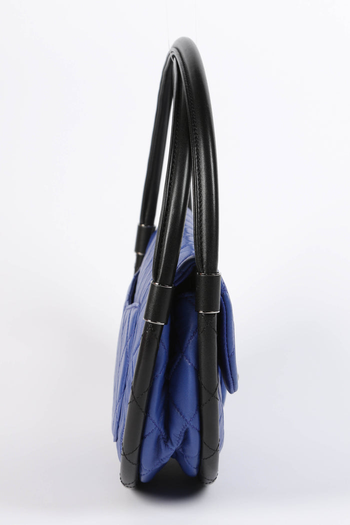 RARE 2010s Chanel Blue Lambskin Leather Hula Hoop Bag