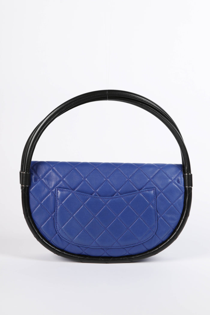 RARE 2010s Chanel Blue Lambskin Leather Hula Hoop Bag