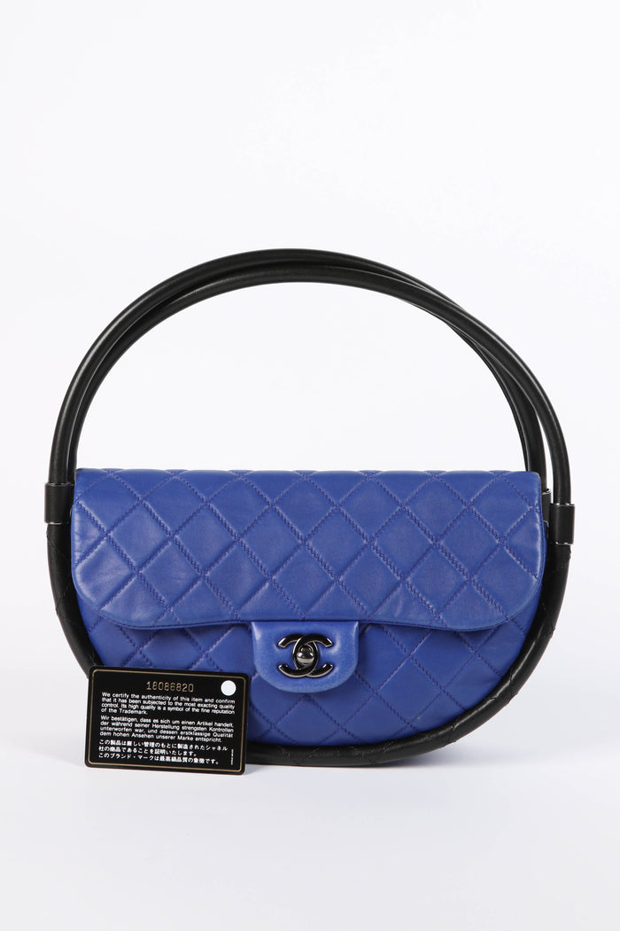 RARE 2010s Chanel Blue Lambskin Leather Hula Hoop Bag