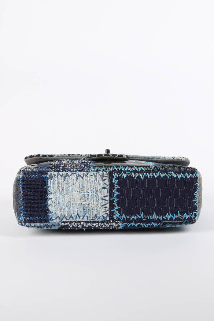 RARE 2010s Chanel Denim Patchwork Jumbo Flap Shoulder Bag