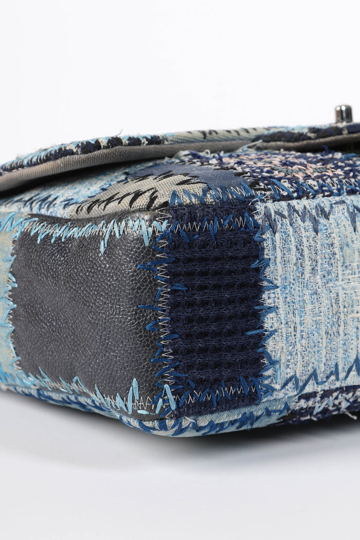 RARE 2010s Chanel Denim Patchwork Jumbo Flap Shoulder Bag