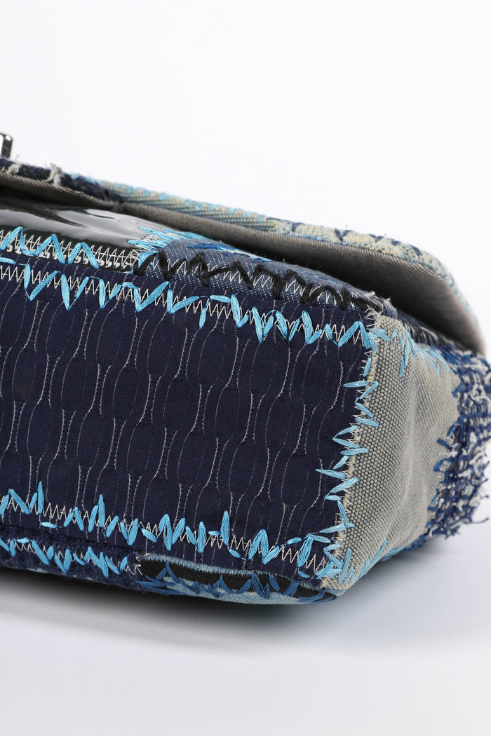 RARE 2010s Chanel Denim Patchwork Jumbo Flap Shoulder Bag