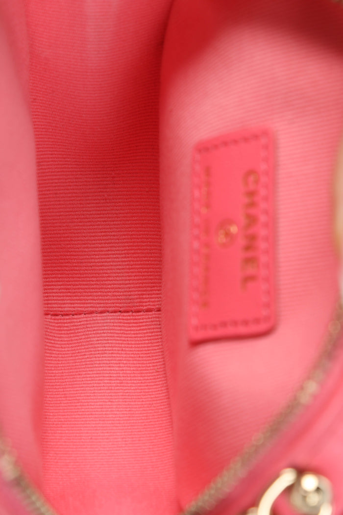 RARE 2022 Chanel Pink Lambskin Leather Small Heart Cross Body Bag