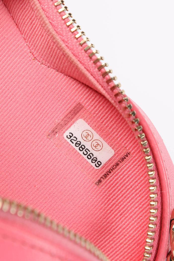 RARE 2022 Chanel Pink Lambskin Leather Small Heart Cross Body Bag