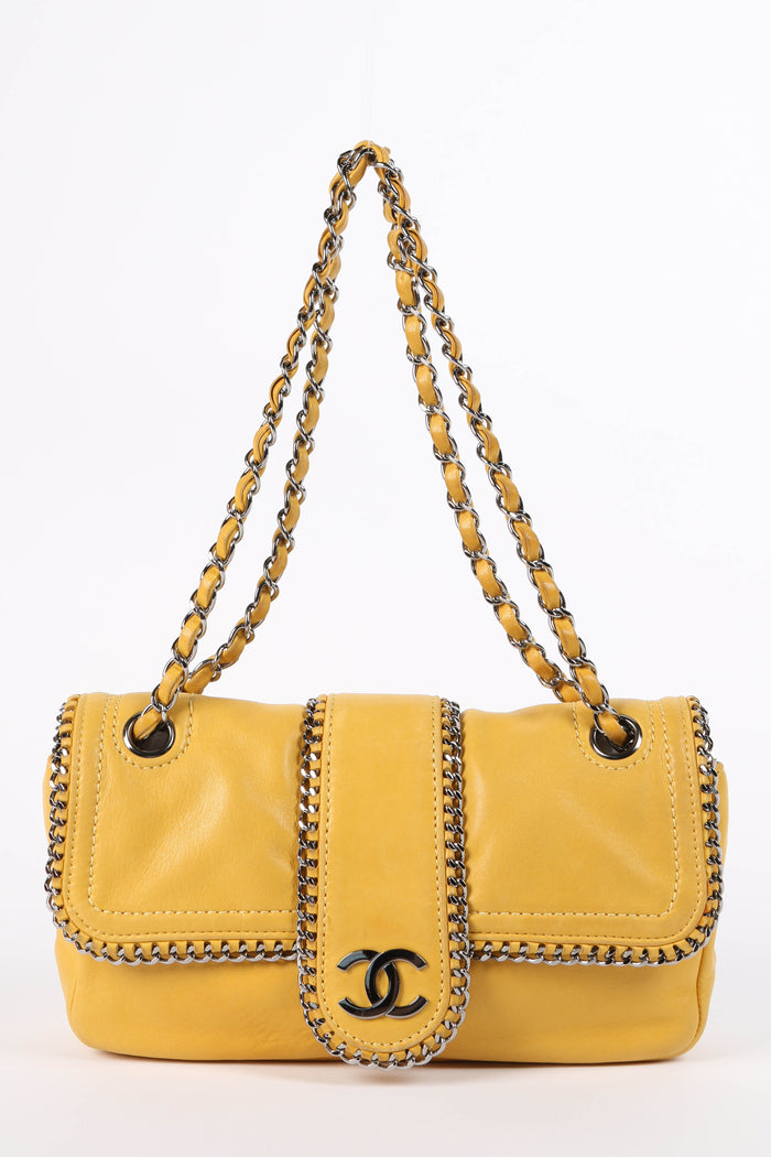 2000s Chanel Yellow Lambskin Madison Single Flap Bag