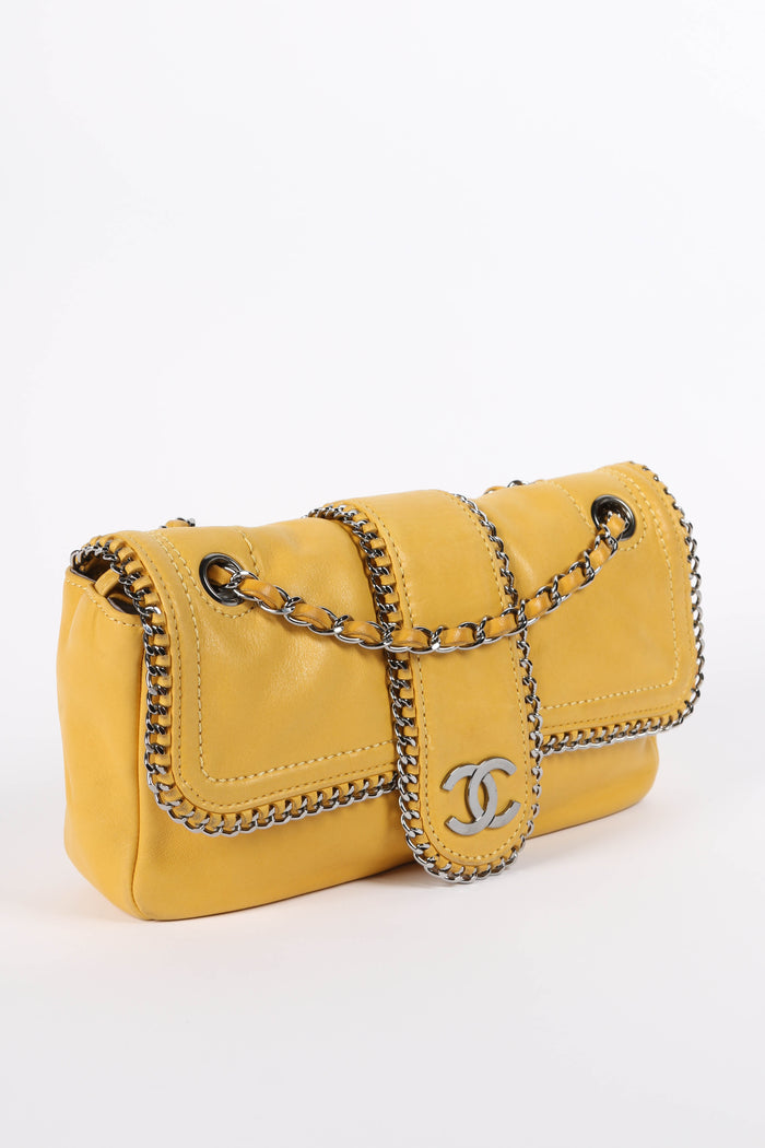 2000s Chanel Yellow Lambskin Madison Single Flap Bag