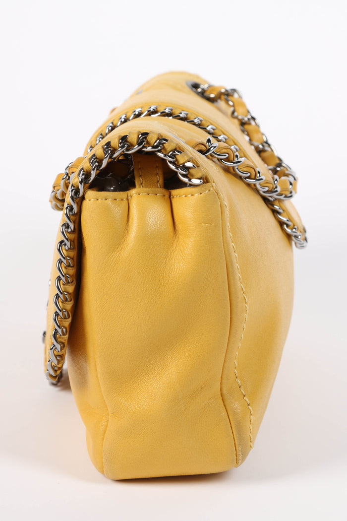 2000s Chanel Yellow Lambskin Madison Single Flap Bag