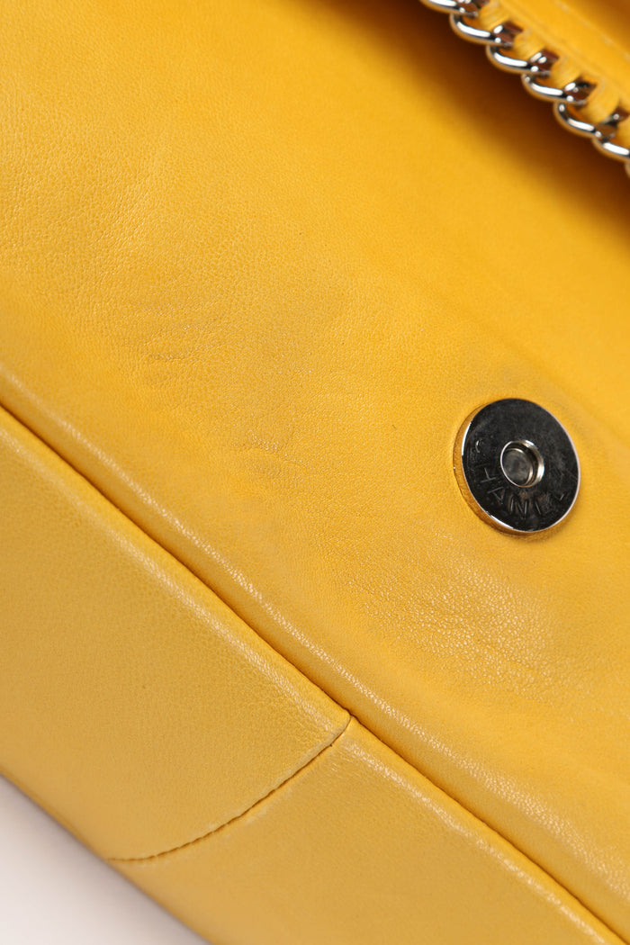 2000s Chanel Yellow Lambskin Madison Single Flap Bag