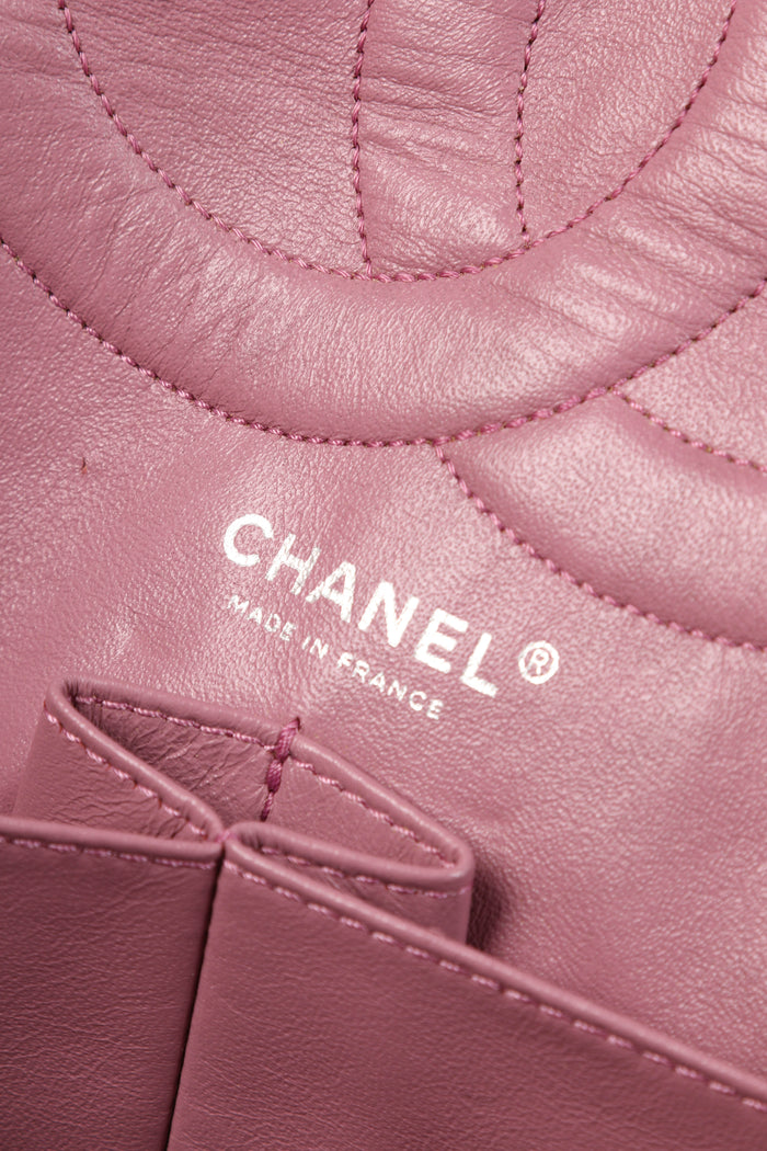 2000s Chanel Pink Ribbon Tweed Large Double Flap Shoulder Bag