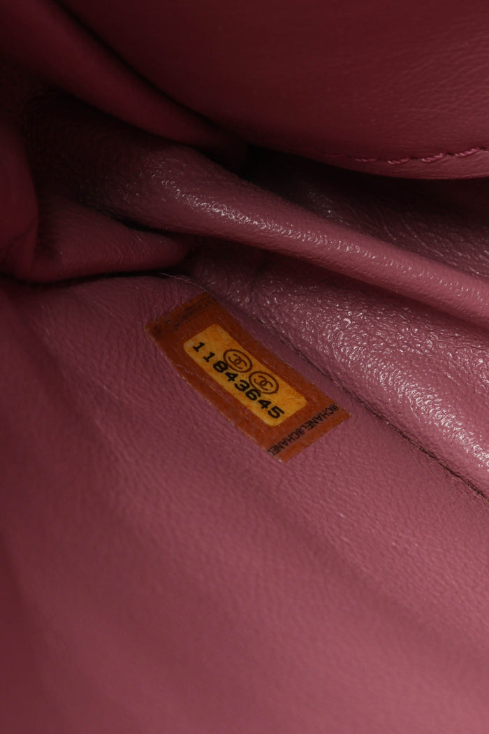2000s Chanel Pink Ribbon Tweed Large Double Flap Shoulder Bag