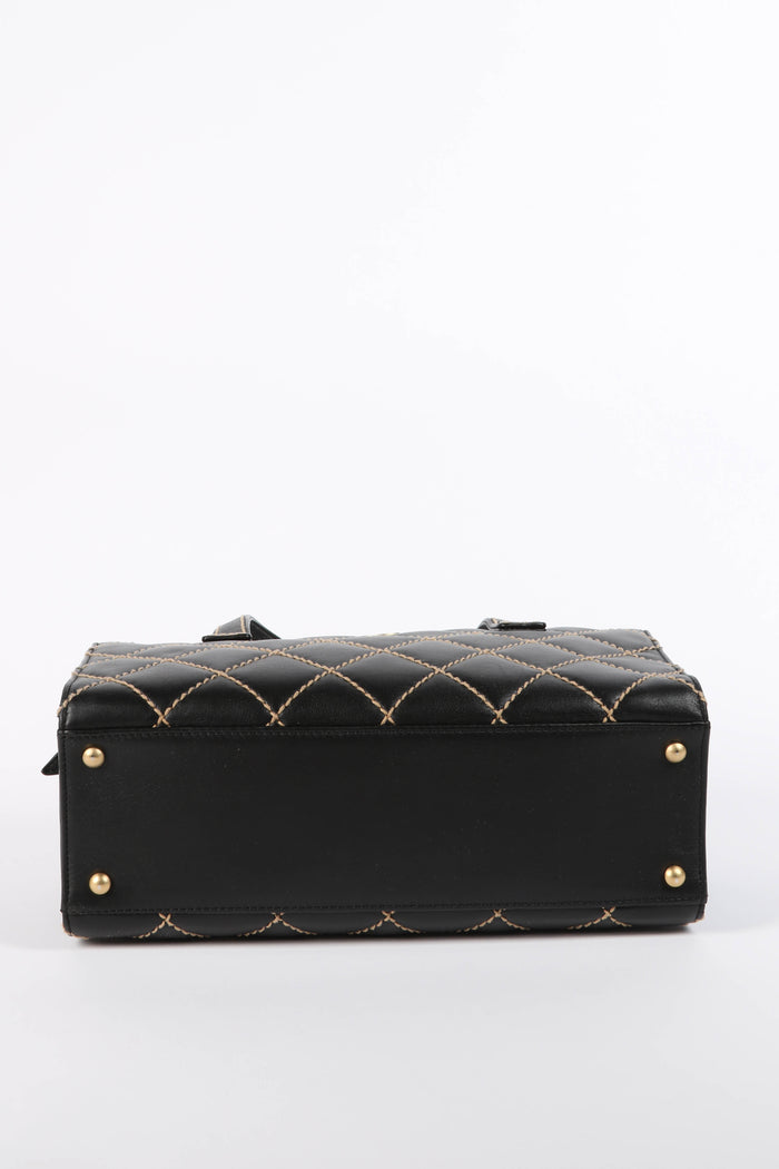 2000s Chanel Black Leather Wild Stitch Tote Bag