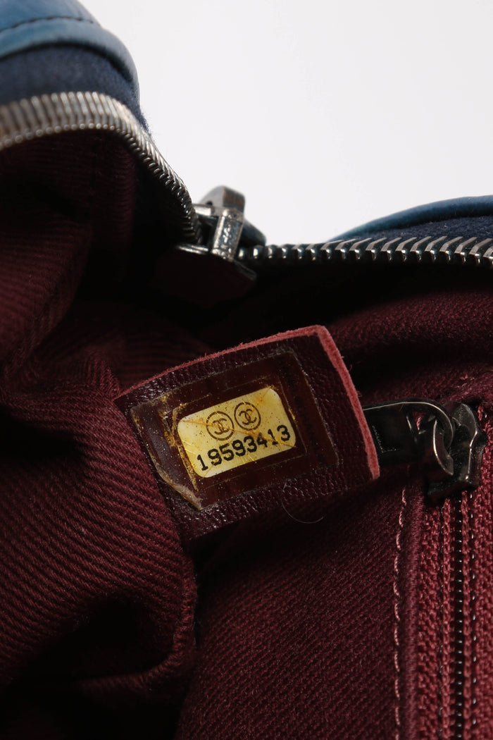 2010s Chanel Blue Aged Calfskin Medium Single Flap Shoulder Bag