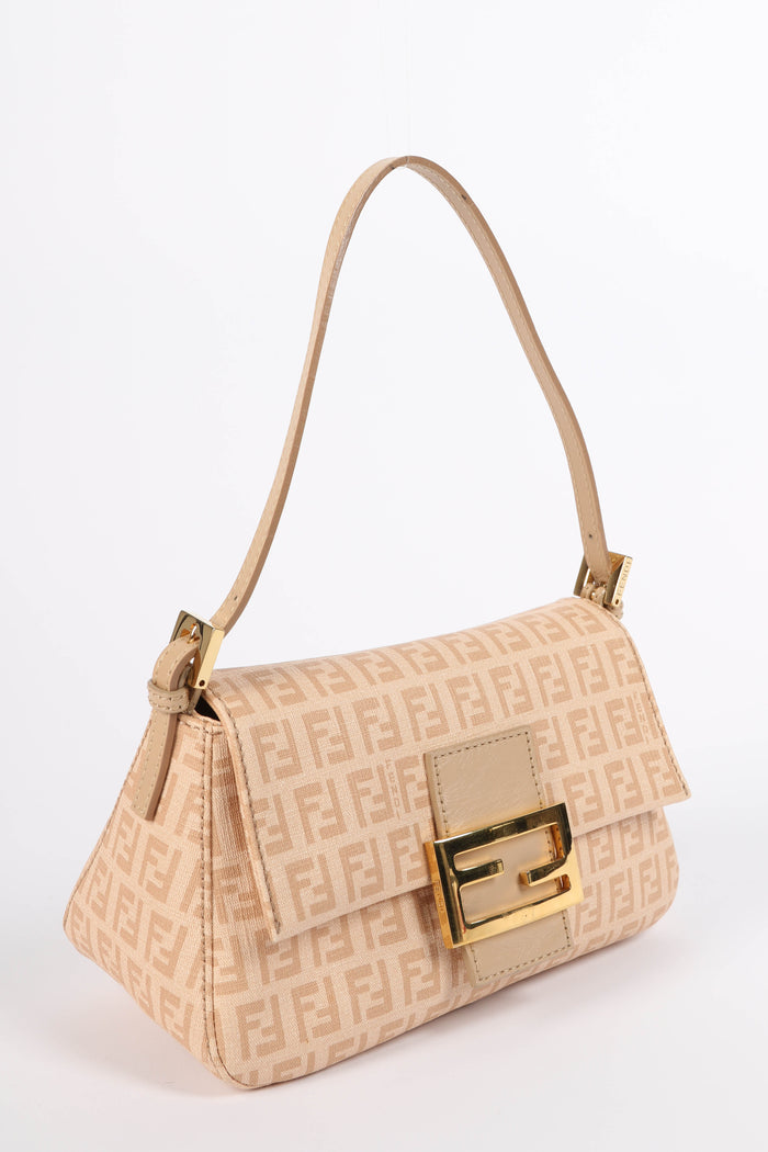 Vintage Fendi Beige Zucchino Mini Mamma Shoulder Bag