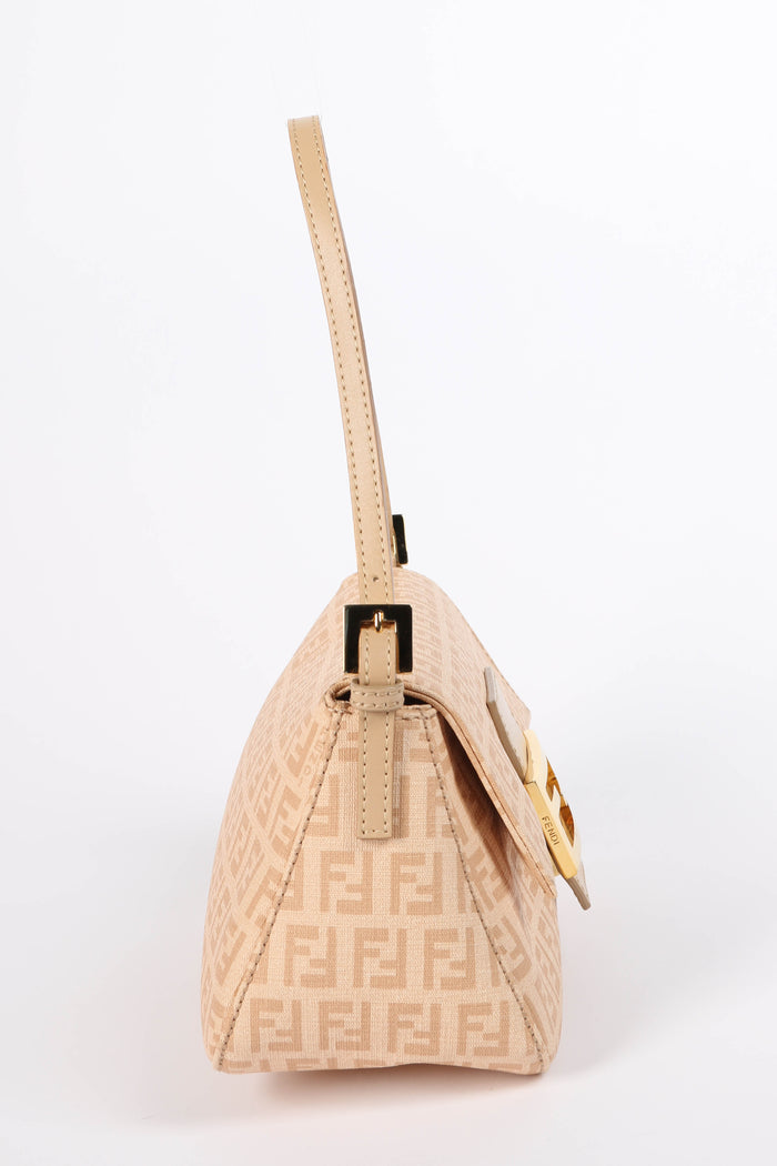 Vintage Fendi Beige Zucchino Mini Mamma Shoulder Bag