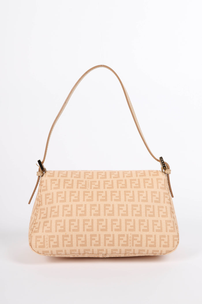 Vintage Fendi Beige Zucchino Mini Mamma Shoulder Bag