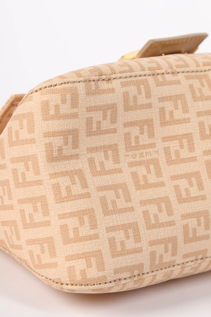 Vintage Fendi Beige Zucchino Mini Mamma Shoulder Bag