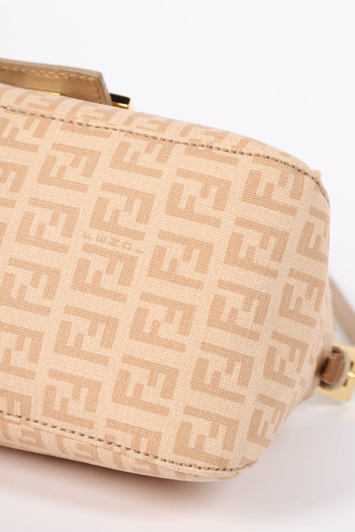 Vintage Fendi Beige Zucchino Mini Mamma Shoulder Bag