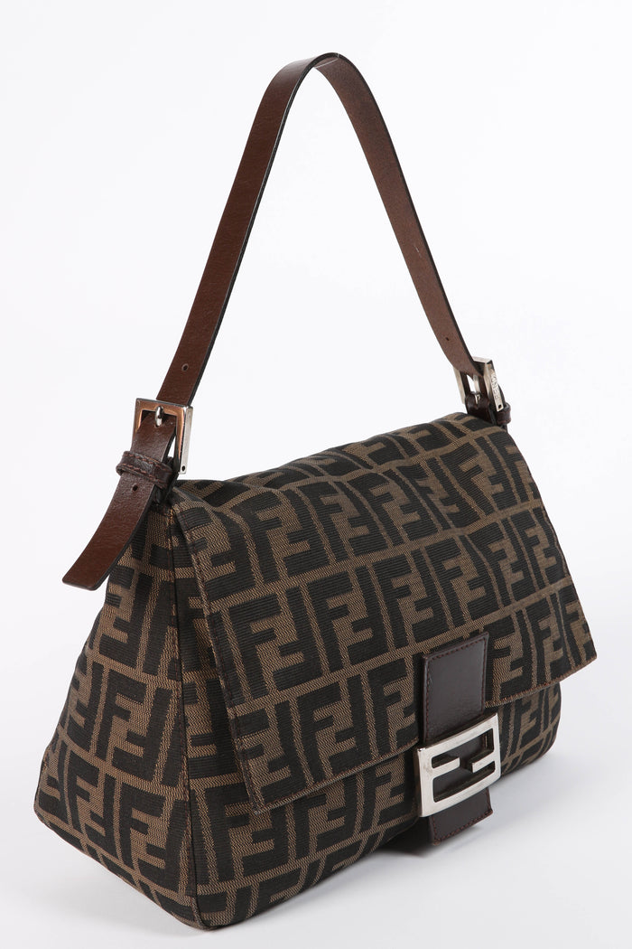 Vintage Fendi Zucca Canvas Mamma Baguette Shoulder Bag