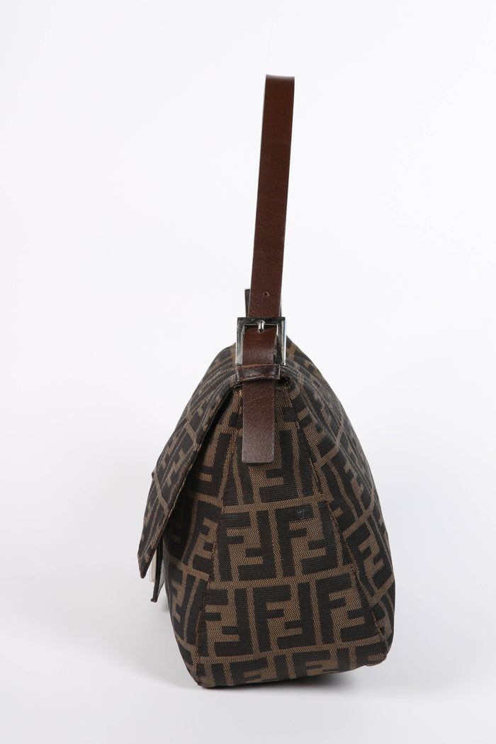 Vintage Fendi Zucca Canvas Mamma Baguette Shoulder Bag