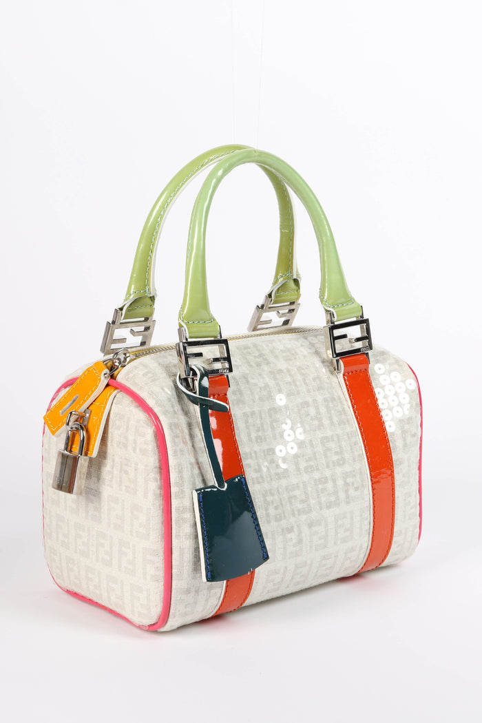 Vintage Fendi Sequin Embellished Zucca Boston Bag