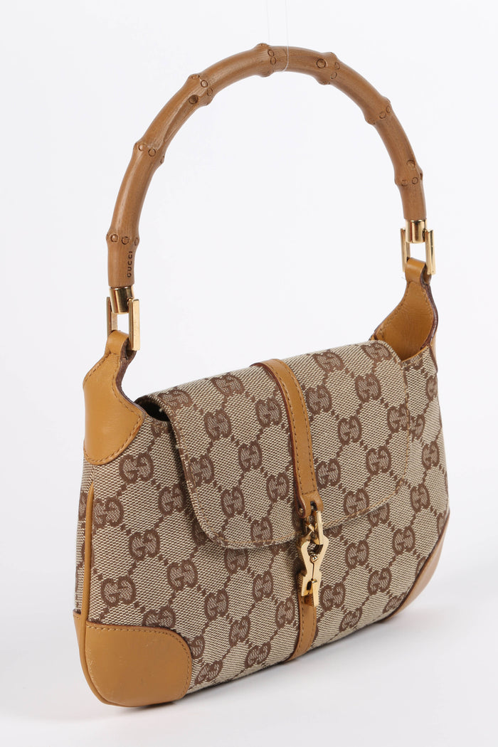 Vintage Gucci Monogram Small Bamboo Top Handle Bag