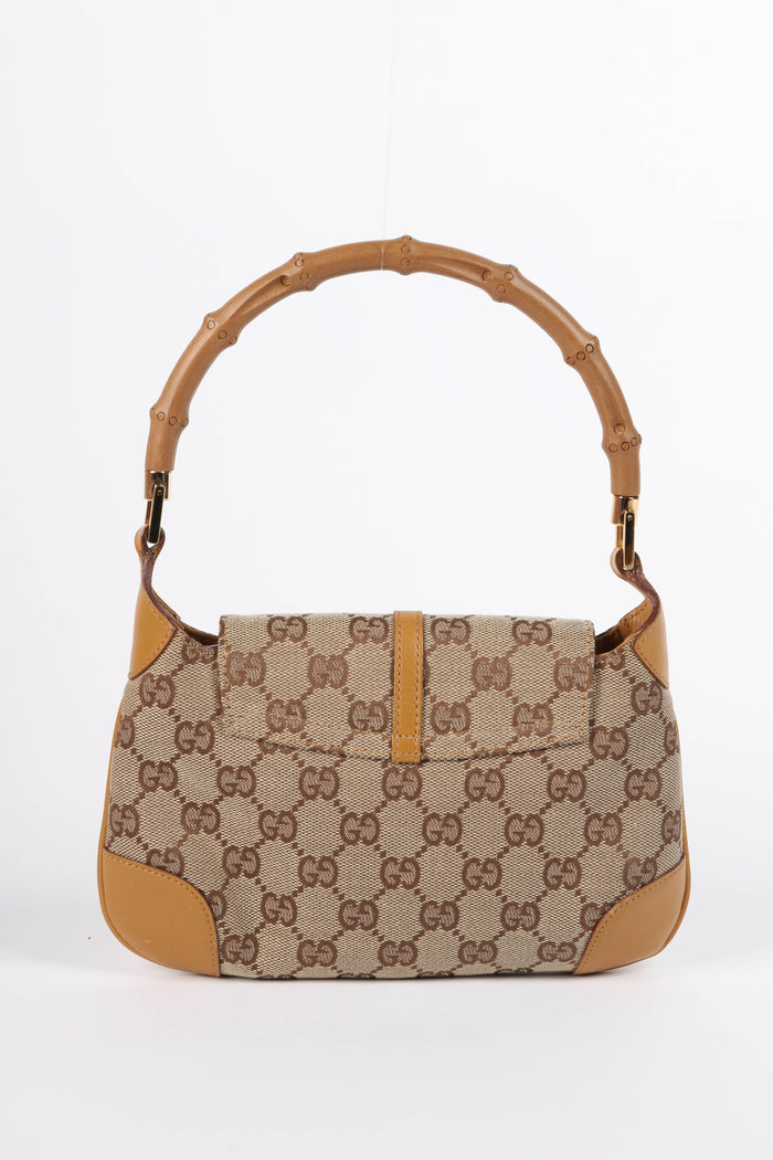 Vintage Gucci Monogram Small Bamboo Top Handle Bag