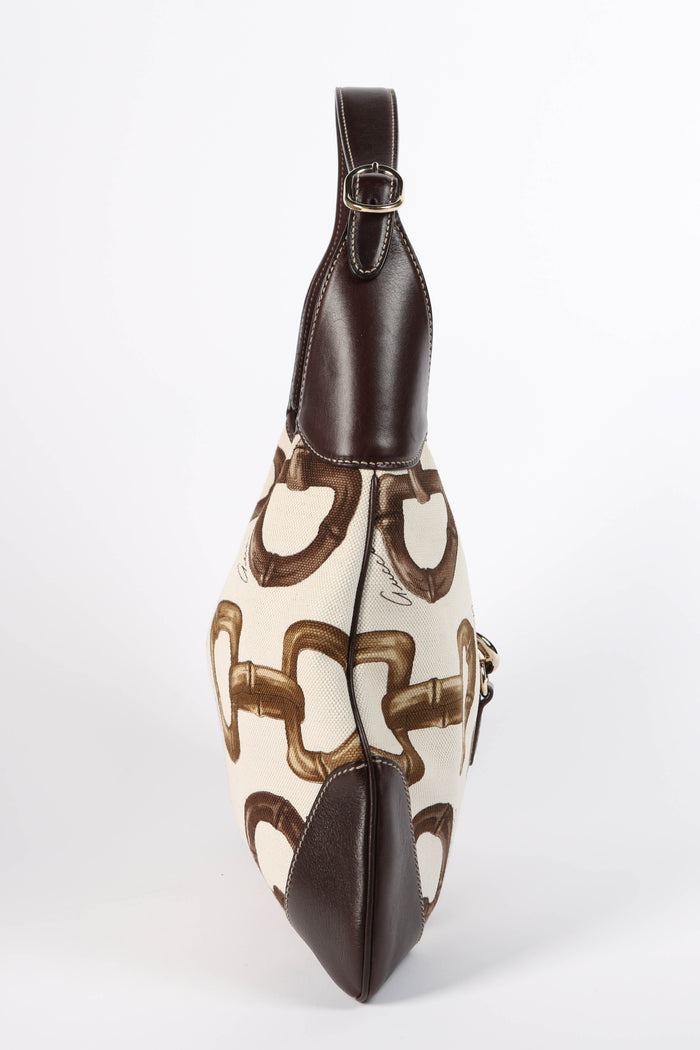 Vintage Gucci Horsebit Printed Canvas Jackie Bag
