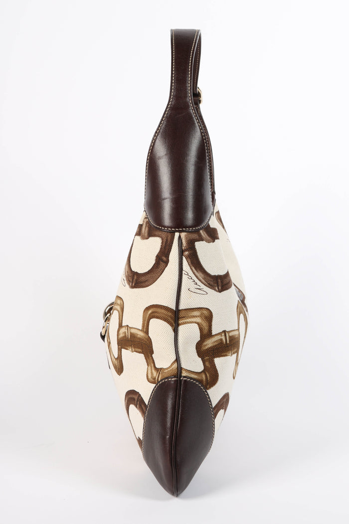 Vintage Gucci Horsebit Printed Canvas Jackie Bag