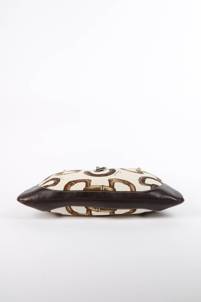Vintage Gucci Horsebit Printed Canvas Jackie Bag