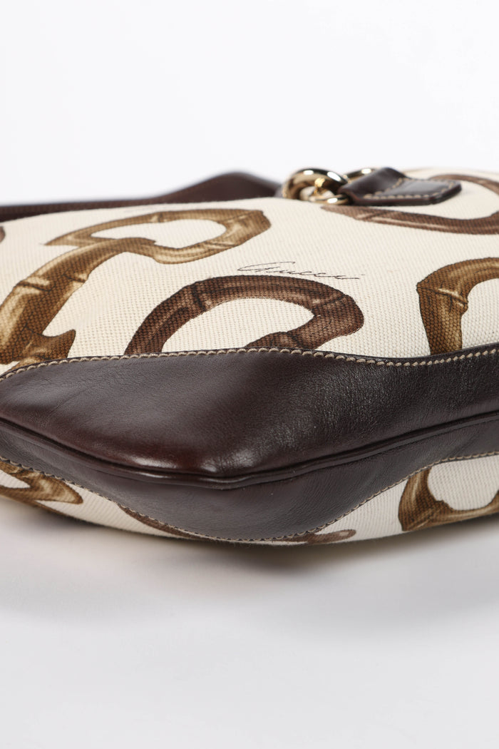 Vintage Gucci Horsebit Printed Canvas Jackie Bag