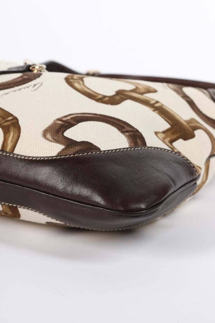 Vintage Gucci Horsebit Printed Canvas Jackie Bag