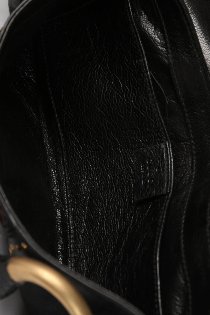 SUPER RARE 2000s Gucci Black Snakeskin Large Horsesbit Shoulder Bag