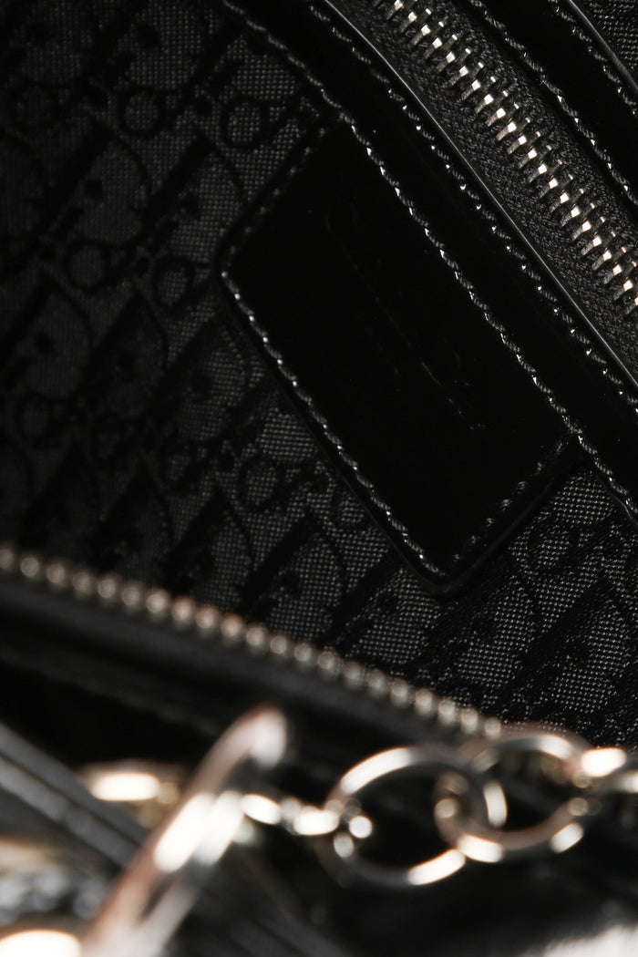 2010s Christian Dior Black Patent Leather Medium Lady Dior