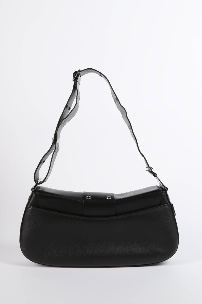 2000s Christian Dior Black Leather Columbus Shoulder Bag
