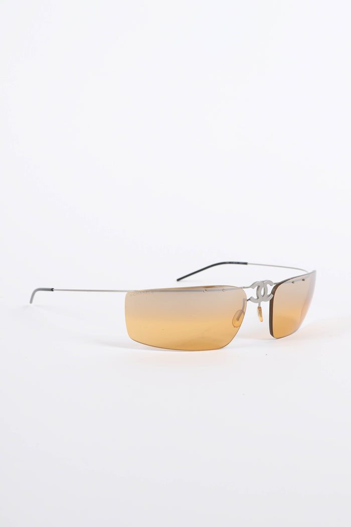 Vintage Chanel Brown Gradient CC Folding Sunglasses