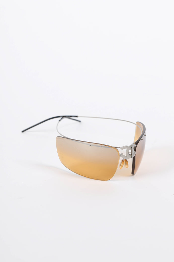 Vintage Chanel Brown Gradient CC Folding Sunglasses