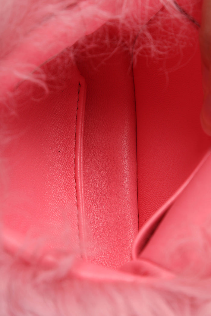 RARE Chanel Pink Shearling CC Card Holder