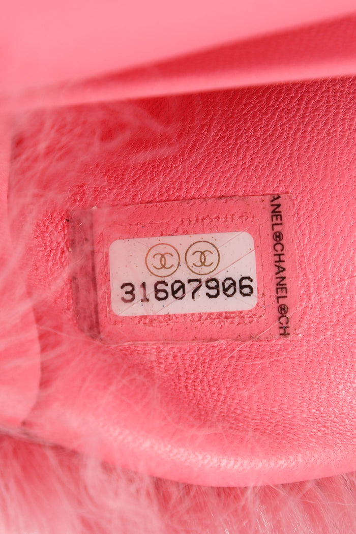 RARE Chanel Pink Shearling CC Card Holder